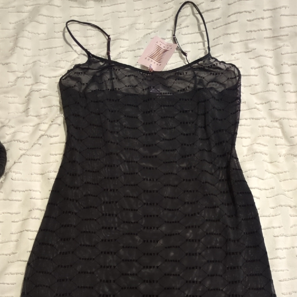 Savage X Fenty Black Lace Teddy Slip